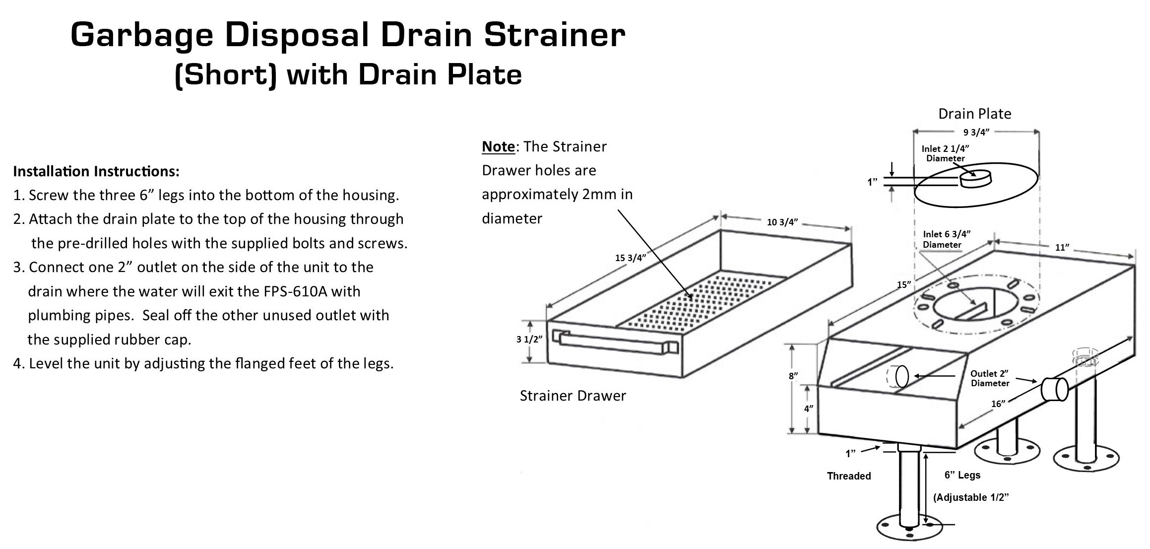 FPS-610A Commercial Strainer Installation Instructions