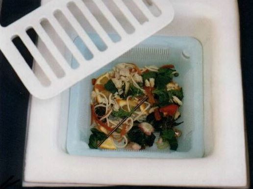 floor sink basket with debris for restaurants