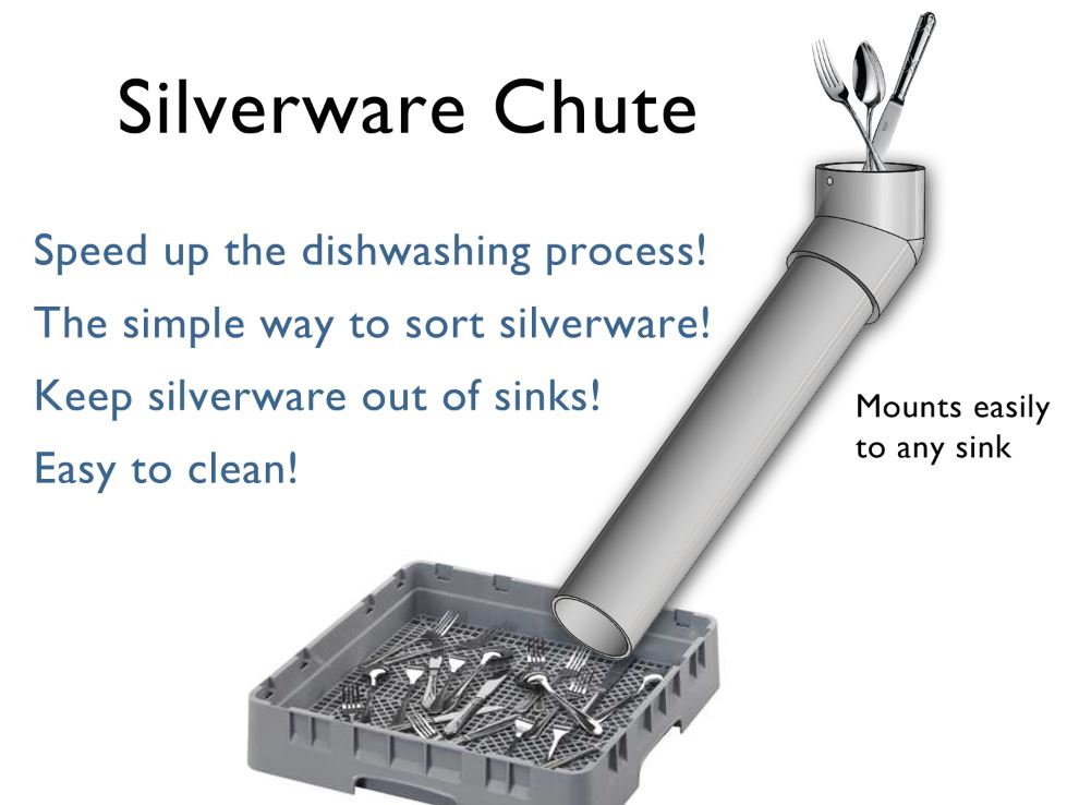 smallwares chute for commercial sinks