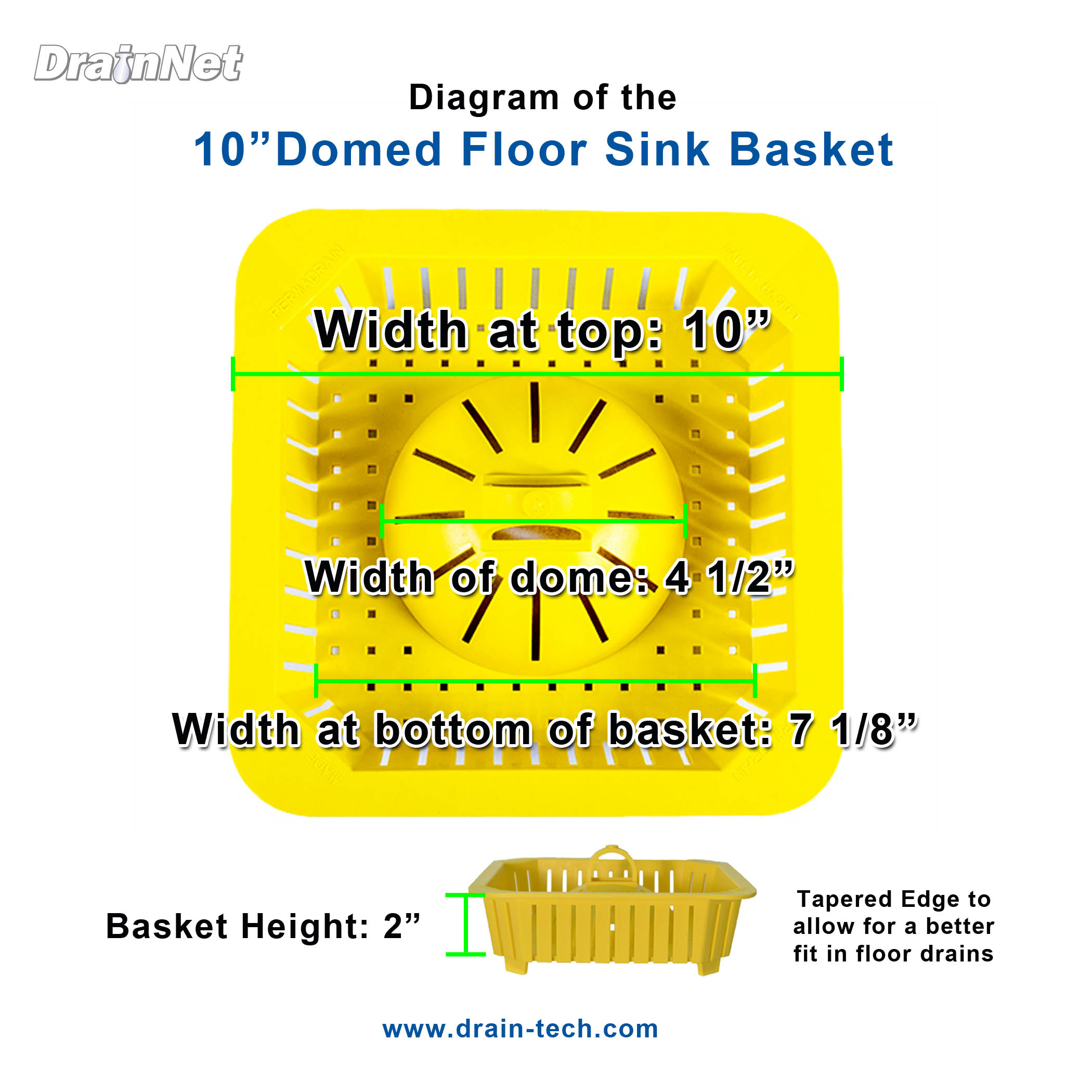 Domed Floor Sink Basket Diagram 10 inch