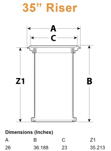 35 inch riser specs