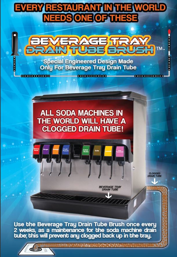 drain clog in soda fountain line - brush