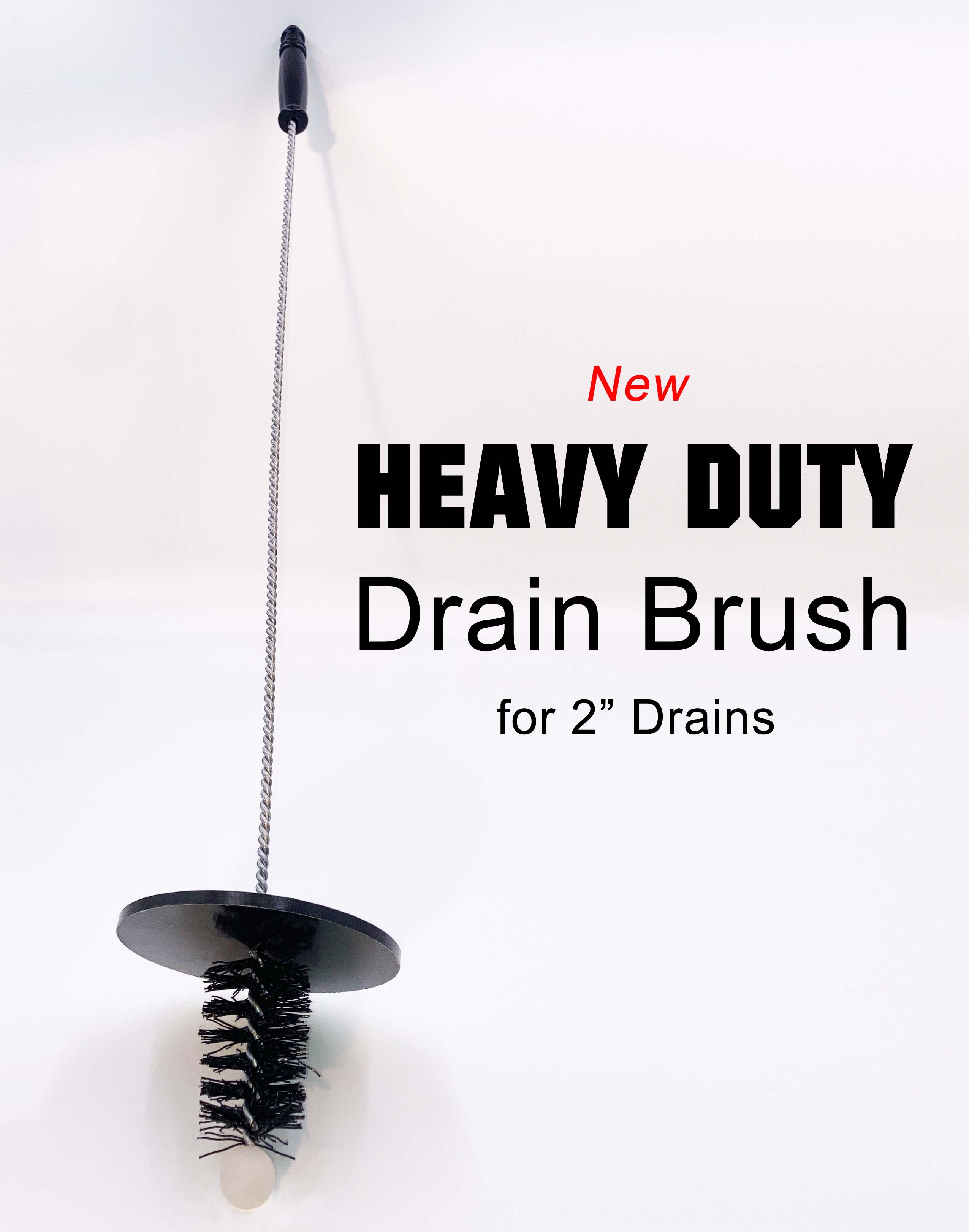 Heavy Duty Drain Brush with Splash Guard™ - Cleans 2 inch Drains