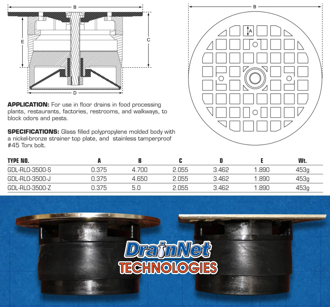 LockOut FLOOR Drain-Lock Specs - Round