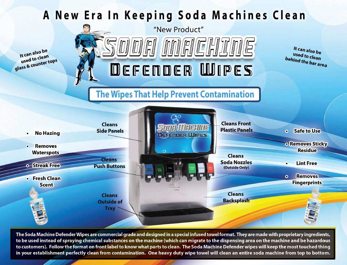 Clean soda machine beverage tower wipes