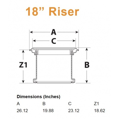 18&quot; Extension Riser Pair 40100AX18 Specs for Grease Trap