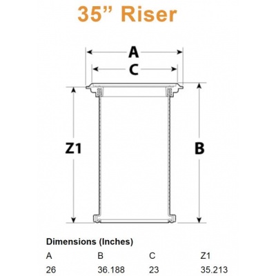 35 inch Endura XL 40100AX35 Extension Riser Pair for 75-100 gpm Grease Interceptor Specs