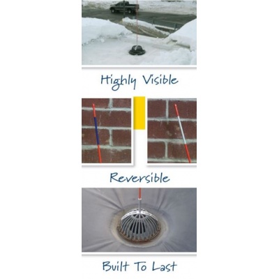find roof drains in snow with pole marker