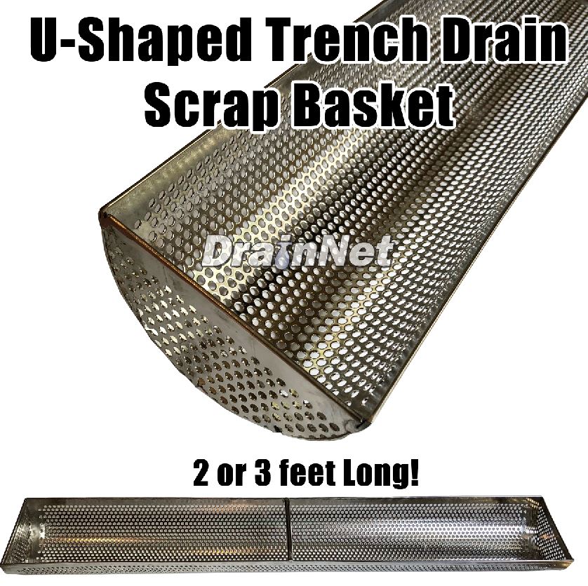 UShaped Trench Drain Stainless Steel Strainer Scrap Basket