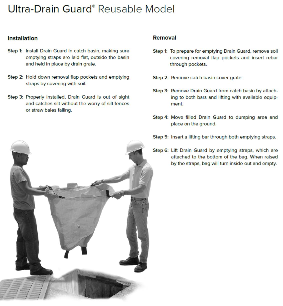 UltraTech Ultra-Drain Guards® Reusable Model Instructions